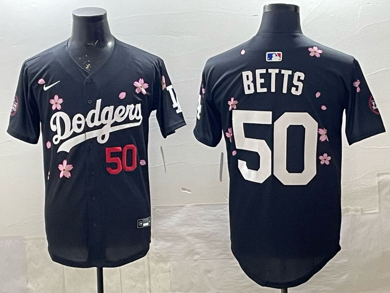Men 2025 Nike Los Angeles Dodgers #50 Betts Black Game MLB Jersey 014->los angeles dodgers->MLB Jersey
